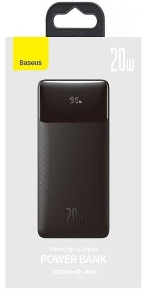 Портативное зарядное устройство Power Bank Baseus 10000mAh 20W Bipow 2xUSB/USB-C/microUSB Black