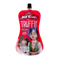 Соус Pripravka Хіт соус Italian Truffle з чорним трюфелем 180г. Склад: вода, патока (сироп глюкозний), томатна паста, печериці консервовані (печериці, вода, сіль), цукровий сироп, оцет спиртовий, загу