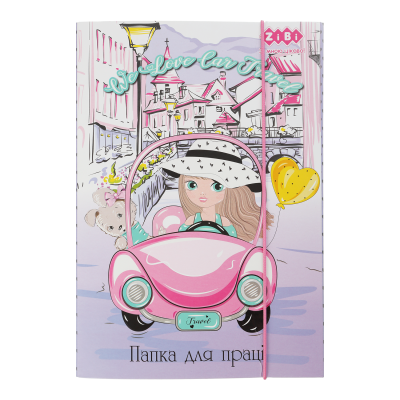 Папка для праці TRAVEL GIRL, картонна, на гумках А4+ (300х212х28мм), KIDS Line