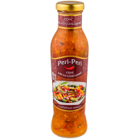 Соус Peri-Peri Кисло-солодкий 320г. Склад: вода питна, цукор білий кристалічний, сіль кухонна харчова, крохмаль кукурудзяний, перець солодкий свіжий, морква свіжа, паста імбирна (імбир свіжий, вода пи