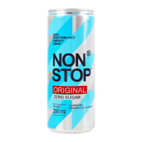 Напій енергетичний Non Stop Original безалкогольний сильногазований без цукру з підсолоджувачами 250мл. Склад: вода, діоксид вуглецю, регулятори кислотності: лимонна кислота, цитрат натрію; таурин, на