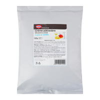 Крем заварний Dr.Oetker Professional 1.1кг. Склад: цукор, модифікований крохмаль, гелеутворювач (каррагінан), стабілізатори (динатріюфосфат, тетранатрійдифосфат), ароматизатор, барвник (бета-каротин).
