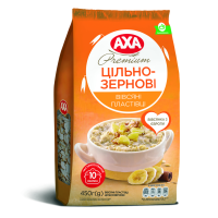 Пластівці Axa Premium вівсяні цільнозернові 450г пакет. Склад: вівсяні пластівці. Калорійність в 100г продукту: 368 ккал. Харчова (поживна) цінність у 100г продукту: Білки - 12.5г., Жири - 7г., Вуглев