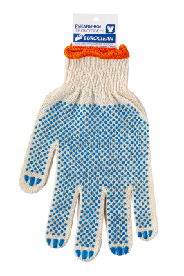 Перчатки білі з ПВХ крапкою, 3 нитки, BuroClean ECO