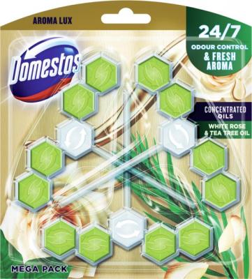 Туалетний блок Domestos Люкс Свіжість білої троянди та чайного дерева 3*55 г