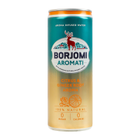 Напій безалкогольний Borjomi Aromati сильногазований з ароматом цитрусових та кореню імбиру 330мл. Склад: вода питна природна з джерел Боржомської ущелини 79.9%, вода природна мінеральна "Боржомі" 20%, 12 шт.