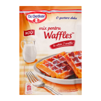 Суміш для приготування вафель Dr.Oetker 190г. Склад: борошно пшеничне біле сорт 480, цукор, розпушувачі (дифосфат натрію, бікарбонат натрію), ароматизатори, мелена кориця, сіль. Енергетична цінність п