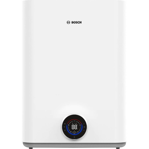 Водонагрівач електр. BOSCH плаский слім Tronic 5500iT, 80л, 1.5кВт, ун. монтаж, електр. кер-ння, Wi-Fi, B, білий