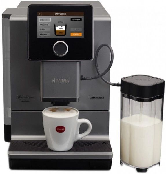 Кавомашина Nivona CafeRomatica 2.2л, зерно + мелена, автомат.капучинатор, авторецептів - 9, чорно - срібний