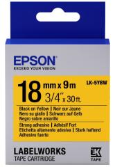 Картридж зі стрічкою Epson LK5YBW принтерів LW-400/LW-400VP/LW-600P/LW-700/LW-Z710/LW-900P/LW-1000P/LW-Z5000BE Strng adh Blk/Yell 18mm/9m