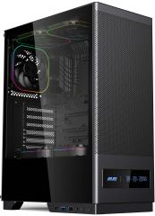 Корпус 2E GAMING  Iconic DS V8202B без БЖ, 1xUSB3.0, 1х USB 2.0, 1xUSB Type-C, 3x120мм ARGB, VGA 330мм, LCS ready, контролер з пультом, дисплей,  TG Side Panel, ATX, чорний