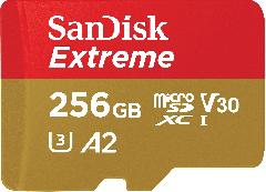 Карта памяти SanDisk microSD  256GB C10 UHS-I U3 R190/W130MB/s Extreme V30 + SD