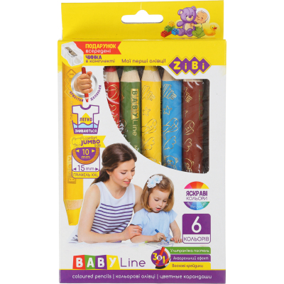 Олівці кольорові "3 в 1" SUPER JUMBO BABY Line