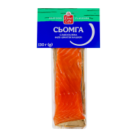 Сьомга Fine Life філе-шматок на шкірі слабосолена 130г. Склад: риба - сьомга (Salmo salar, вирощена в умовах аквакультури в Норвегії), сіль кухонна. Енергетична цінність продукту: 1125.5кДж/100г, 269к