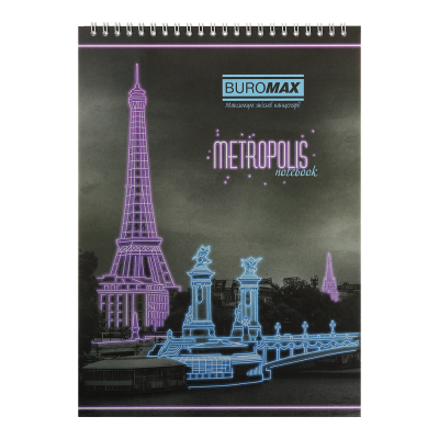 Блокнот на пружині зверху METROPOLIS, А4, 48 арк., клітинка, картонна обкладинка
