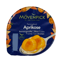 Movenpick Йогурт Feinjoghurt S3 13% абрикос 150г. Ніжний вершковий йогурт MÖVENPICK 13% жирності, виготовлений на основі альпійського коров’ячого молока за сучасною технологією збереження смакових і п
