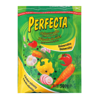 Приправа Perfecta універсальна 500г. Склад: йодована сіль (сіль, йодит калію), цукор, підсилювач смаку та аромату (глутамат натрію, інозинат натрію), сушені овочі 7.6% (морква, пастернак, картопля, ци