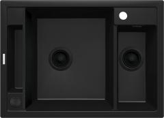 Мийка кухонна Deante Magnetic, граніт, прямокутник, без крила, 690х500х219мм, чаша - 1.5, накладна, черний