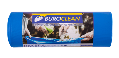 Пакети для мусора 240л/10 шт, міцні, сині 900х1300мм, 35мкм BuroClean EuroStandart