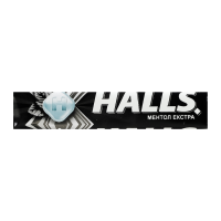 Карамель Halls Ментол Екстра льодяникова 25.2г. Склад: цукор, сироп глюкозний, регулятори кислотності (Е270, Е330, Е332(іі)), ментол, олія евкаліптова, барвник (Е133). Енергетична цінність продукту: 1