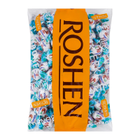 Карамель Roshen Coconut з кокосовою начинкою 1кг. Склад: патока, цукор, продукт молоковмісний згущений (молоко знежирене згущене, цукор, замінник молочного жиру (негідрогенізована пальмова олія), лакт