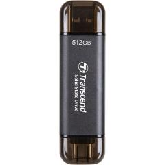 Портативний SSD Transcend  512GB USB 3.1 Gen 2 Type-A + Type-C ESD310 Чорний