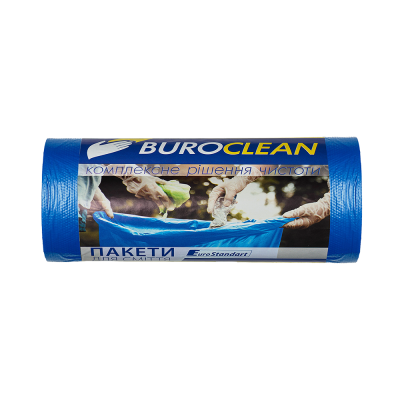 Пакети для сміття 120л20шт, 700*1080мм, блакитніі, 19мкм ПВТ (LDPE), BUROCLEAN EuroStandart