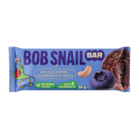 Батончик фруктово-ягідно-горіховий Bob Snail Яблуко-чорниця-кеш'ю-кріспи кіноа 35г. Склад: яблуко 54.4%, чорниця 13.6%, горіхи кеш'ю 22%, горіхи кеш'ю смажені 8%, кріспи кіноа 2%. Без ГМО. Енергетична