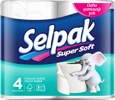 Папір туалетний целюлоз. "Selpak", по 4 рул., 3-х шар., білий