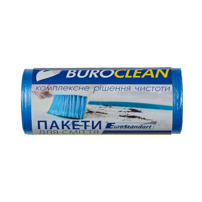 Пакети для сміття 35л30шт, 500*600мм, блакитні, 10мкм ПНТ (HDPE), BUROCLEAN ECO
