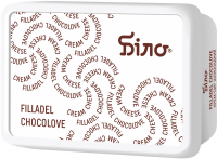 Крем-сир Біло Filladel Chocolove шоколадний 20% 180г. Склад: сир кисломолочний, цукор білий кристалічний, масло вершкове, сухе знежирене молоко, какао-порошок, вода питна, шоколад чорний (цукор, какао