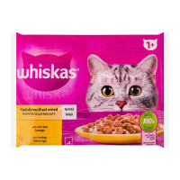 Набір кормів консервованих Whiskas з куркою, з індичкою в желе для дорослих котів 4*85г/уп. Склад: 3 куркою: м`ясо та продукти тваринного походження (35% включаючи 4% курятини в шматочках), злаки, мін