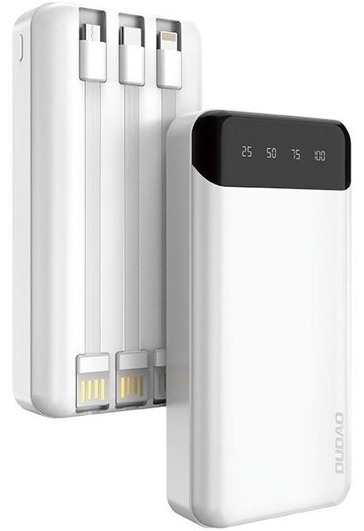 Портативное зарядное устройство Power Bank Dudao 20000mAh K6Pro Сables USB-C/microUSB/Lightning White