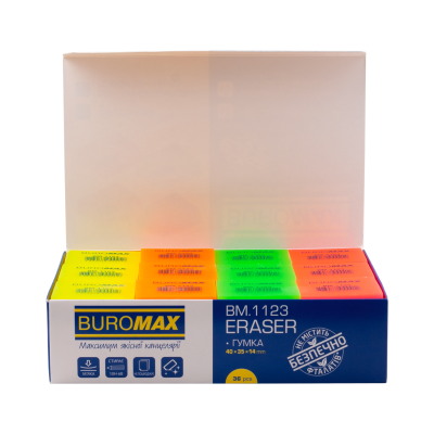 Ластик BUROMAX, НЕОН 40x35x14mm