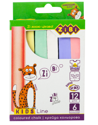 Крейда кольорова квадратна, 12 шт., картонна коробка, KIDS Line