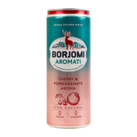 Напій безалкогольний Borjomi Aromati сильногазований з ароматом вишні та гранату 330мл. Склад: вода питна природна з джерел боржомської ущелини 79.9%, вода природна мінеральна "Боржомі" 20%, діоксид в, 12 шт.