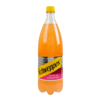 Schweppes Напій безалкогольний Грейпфрут сильногазований соковмісний на ароматизаторах 1л. Склад: вода питна, цукор, фруктові соки з концентрованого соку (сік апельсиновий 2.5%, сік грейпрутовий 0.1%,, 12 шт.