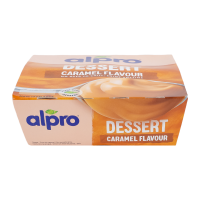 Десерт Alpro соєвий з карамельним смаком 125г. Склад: основа соєва 84.3% (вода питна, боби соєві очищені 8.6%, цукор, крохмаль, цукор карамелізований 1.8%, кальцій (фосфати кальцію), мальтодекстрин, з