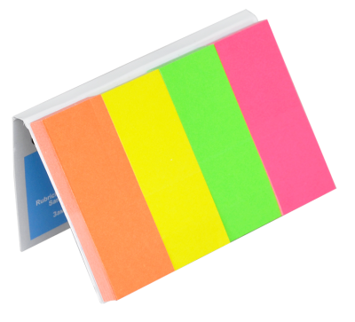 Закладки паперові з клейким шаром, 20х50мм, 4х50 аркушів, неон, асорті