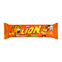 Вафлі Lion Арахіс з м`якою карамеллю, пластівцями та арахісом вкриті глазур`ю 40г. Склад: цукор, борошно пшеничне (містить глютен), арахісова паста (арахіс тертий смажений) (10%), молоко сухе знежирен