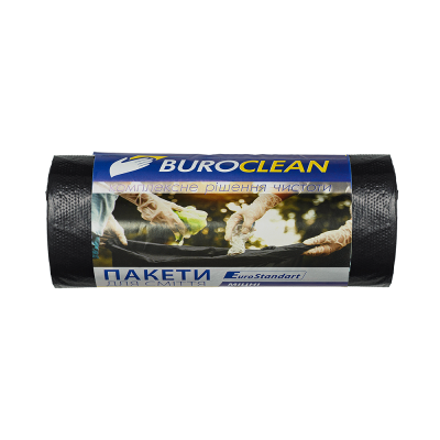 Пакети для сміття 120л10шт, 700*1080мм, міцні чорні, 19мкм ПВТ (LDPE), BUROCLEAN EuroStandart