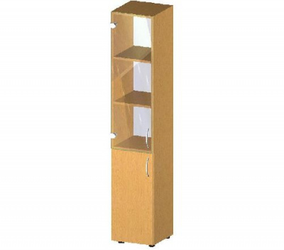 Пенал високий з дверима щитовими в нижній частині і скляними у верхній частині 35x34, 7x182, 5 см.
