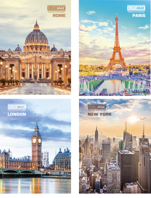 Книга канцелярська Столиці світу, А4, 80 арк, кліт, асорті