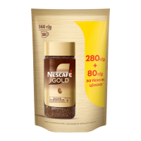 Кава Nescafe Gold розчинна сублімована 360г. Склад: кава розчинна 100% сублімована. Рекомендований спосіб приготування/вживання: насипте в чашку приблизно півтори чайні ложки кави. Залийте гарячою вод