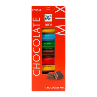 Ritter Sport Асорті цукерок шоколадних Міні вежа 8 х 16.67. Склад: цукор, какао терте, какао-масло, молоко незбиране сухе, лактоза, молоко знежирене сухе, паста з лісових горіхів, молочний жир, пальмо