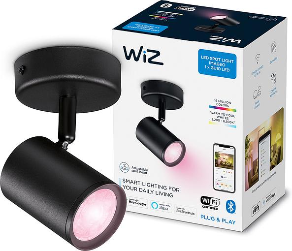 Розумний накладний точковий світильник WiZ IMAGEO Spots 1x5W 2200-6500K RGB Wi-Fi чорний