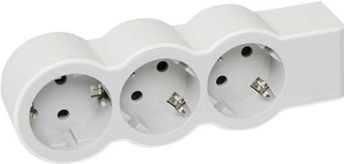 Подовжувач мережевий Legrand стандарт, без кабелю, 3xТипF, 16A, біло-сірий