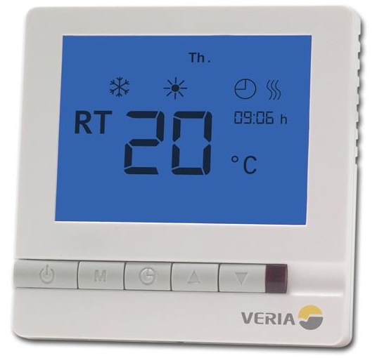 Терморегулятор Veria Control T45 5...45 °C для теплої підлоги сенсорний вбудований дротовий датчик 13A 230В білий