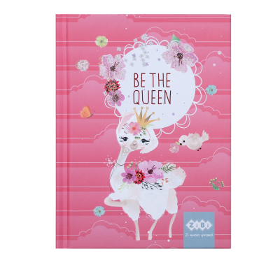 Блокнот BE THE QUEEN, А-6, 64л., кл., тв. обкл., мат. лам.+лак, гліт, кораловий
