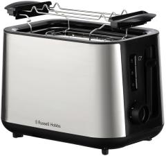 Тостер  Russell Hobbs Heaton, нержав., підігрів,разморозка, чорний+нерж